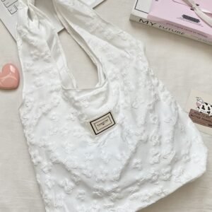 Designer Jacquard Vest Bag, 3D Floral Underarm Bag, Women's Student Shoulder Bag, School Bag