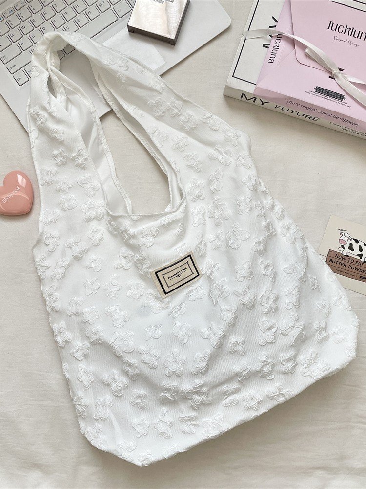 Designer Jacquard Vest Bag, 3D Floral Underarm Bag, Women's Student Shoulder Bag, School Bag