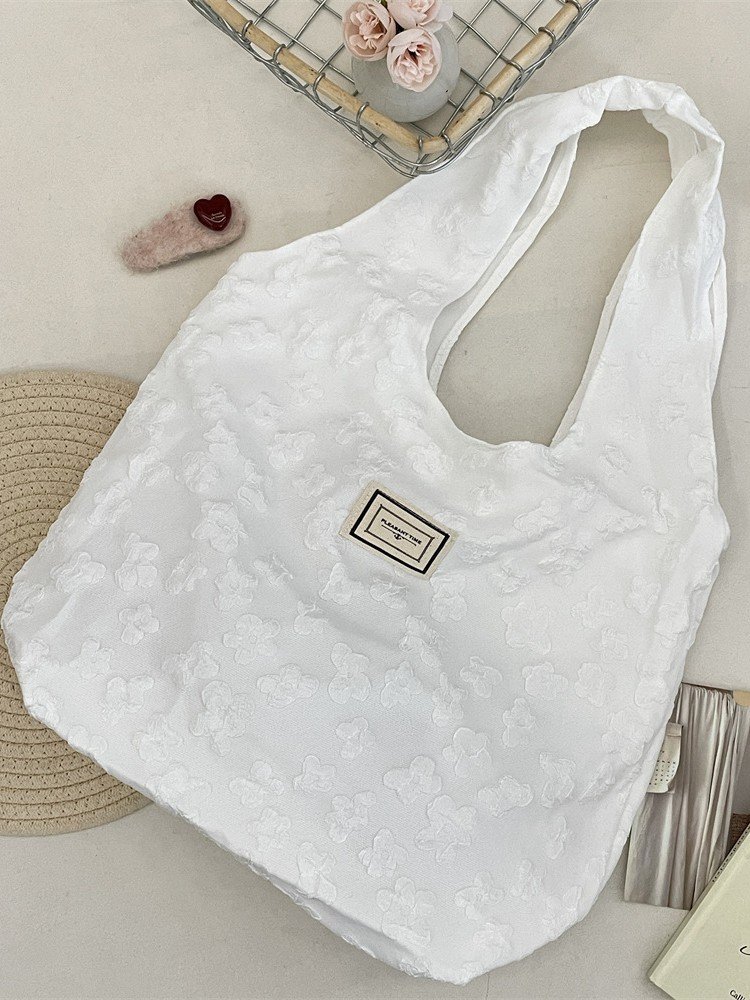 Designer Jacquard Vest Bag, 3D Floral Underarm Bag, Women's Student Shoulder Bag, School Bag - Image 2