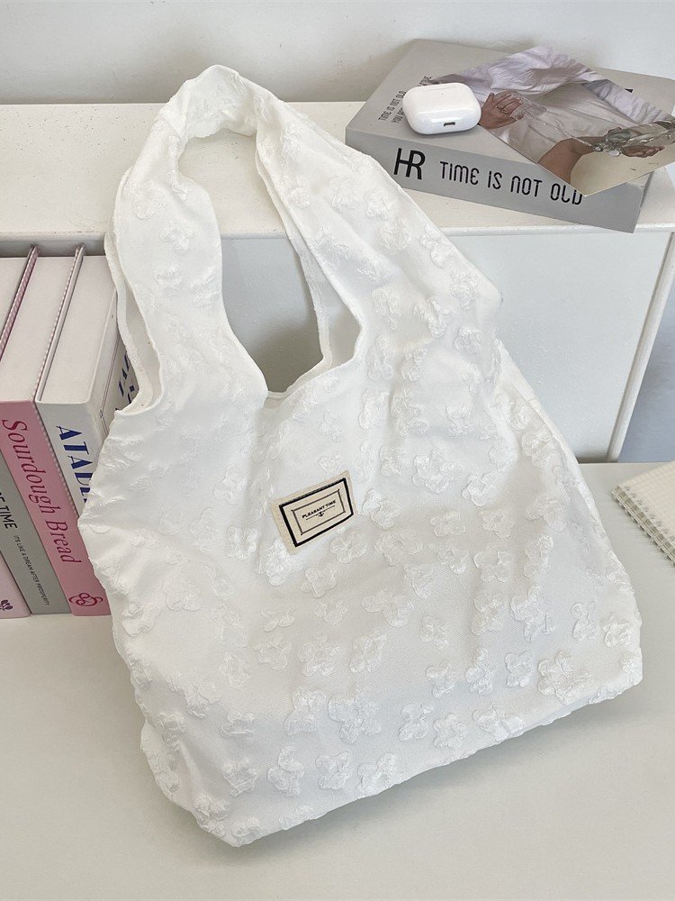 Designer Jacquard Vest Bag, 3D Floral Underarm Bag, Women's Student Shoulder Bag, School Bag - Image 3