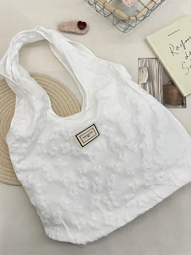 Designer Jacquard Vest Bag, 3D Floral Underarm Bag, Women's Student Shoulder Bag, School Bag - Image 4