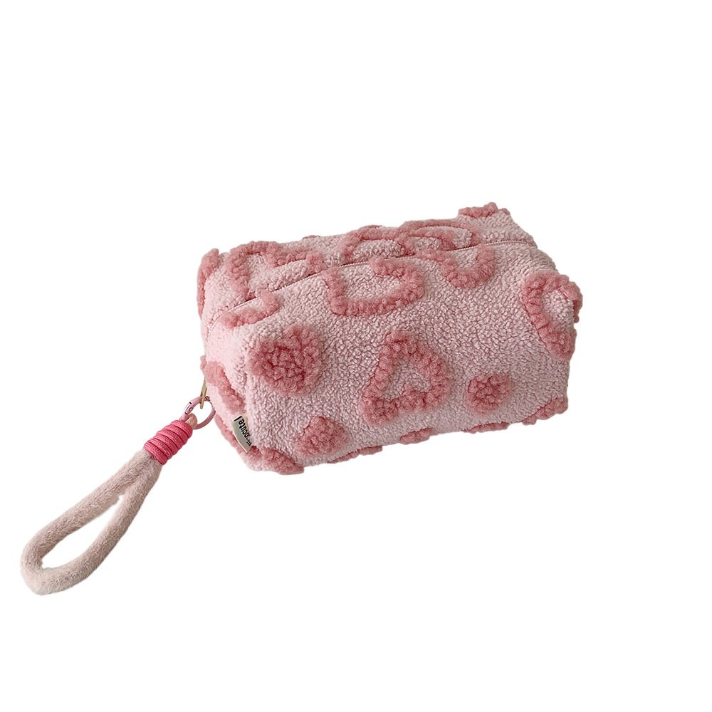 Cute Plush Heart Makeup Bag, Large Capacity Travel Toiletry & Cosmetic Storage Bag - Image 3