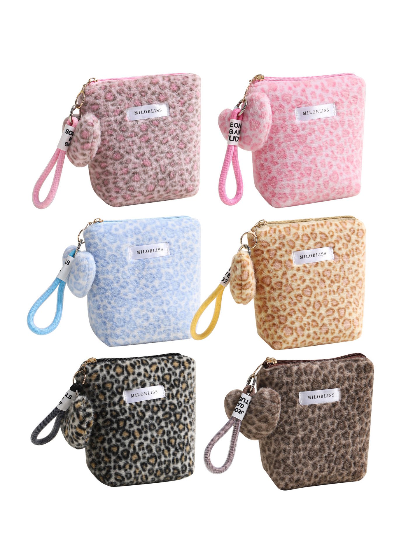 weet & Cool Leopard Print Plush Makeup Bag – Small Faux Rabbit Fur Cosmetic Pouch for Travel & Daily Storage (Fall & Winter) - Image 2