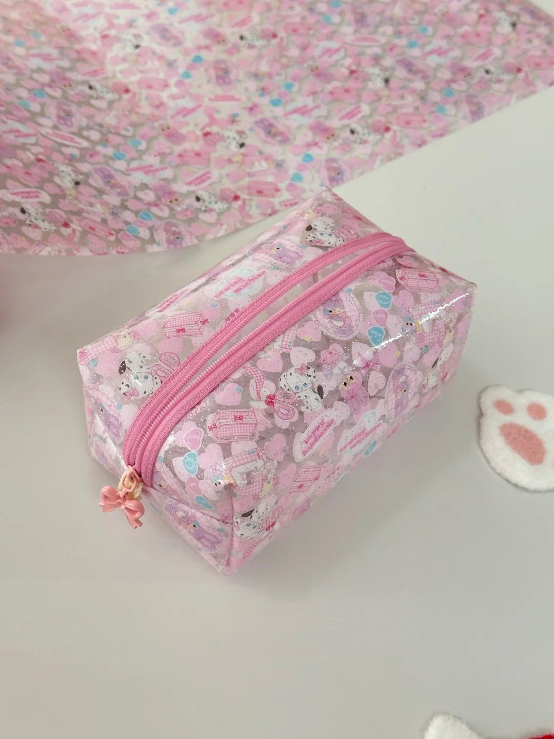 Cute Pink Cartoon Cosmetic Bag – Waterproof Makeup Pouch for Girls, Travel & Storage - Image 5