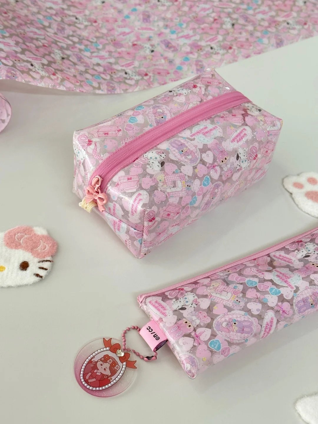 Cute Pink Cartoon Cosmetic Bag – Waterproof Makeup Pouch for Girls, Travel & Storage - Image 2