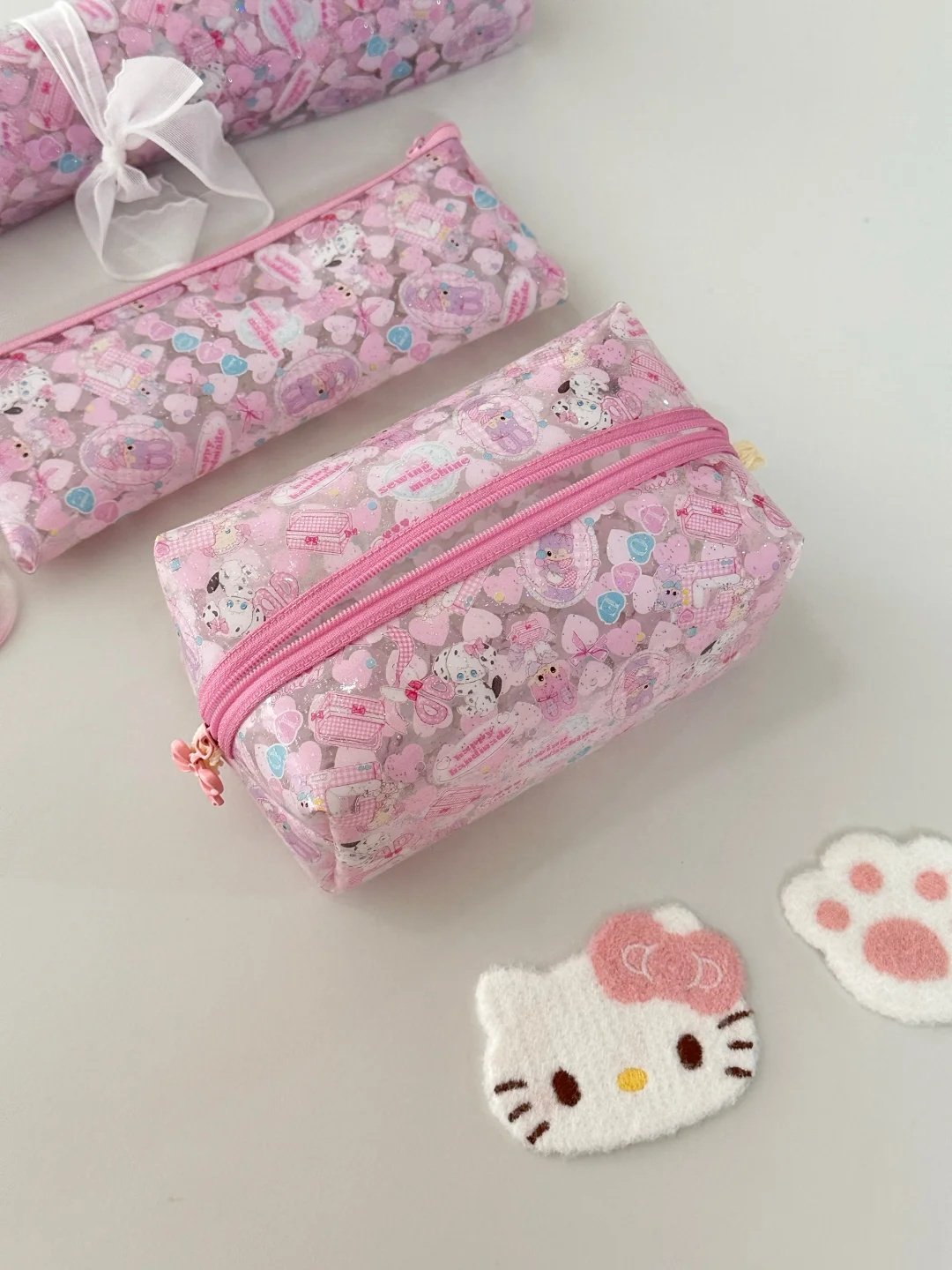 Cute Pink Cartoon Cosmetic Bag – Waterproof Makeup Pouch for Girls, Travel & Storage
